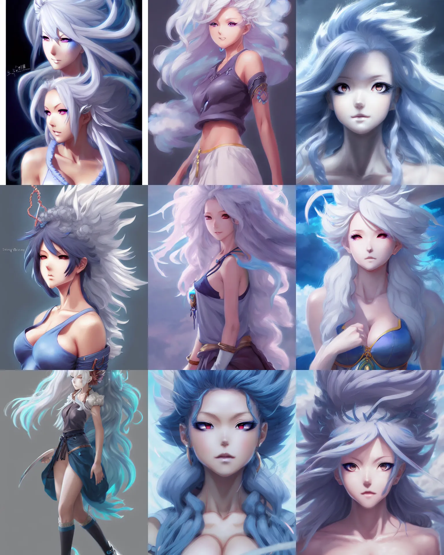 Prompt: character concept art of an anime stormy cloud goddess | | cute - fine - face, pretty face, realistic shaded perfect face, trending on pixiv fanbox, fine details by stanley artgerm lau, wlop, rossdraws, james jean, andrei riabovitchev, marc simonetti, and sakimichan
