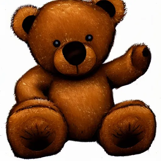 Image similar to teddy bear throwing up, photorealistic