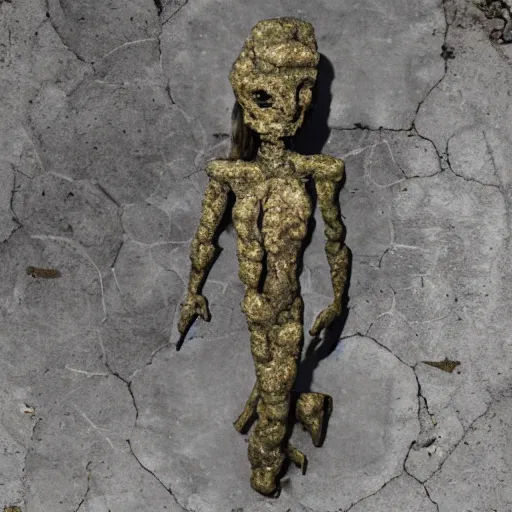 Image similar to humanoid creature made from crumbling corroded concrete
