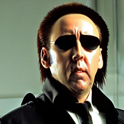 Prompt: Nicolas Cage as Morpheus in the Matrix