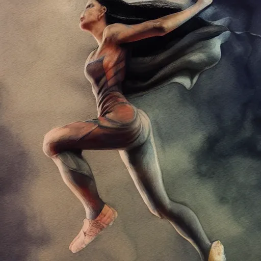 Image similar to walking in the air, 8 k resolution, beautiful, dark ambient, neoplasticism art, marvel comics dslr hdr, art by artemisia gentileschi, water color, artstation, concept art, smooth, sharp focus, illustration