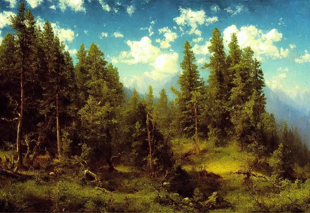 Image similar to “an original painting by Albert Bierstadt”