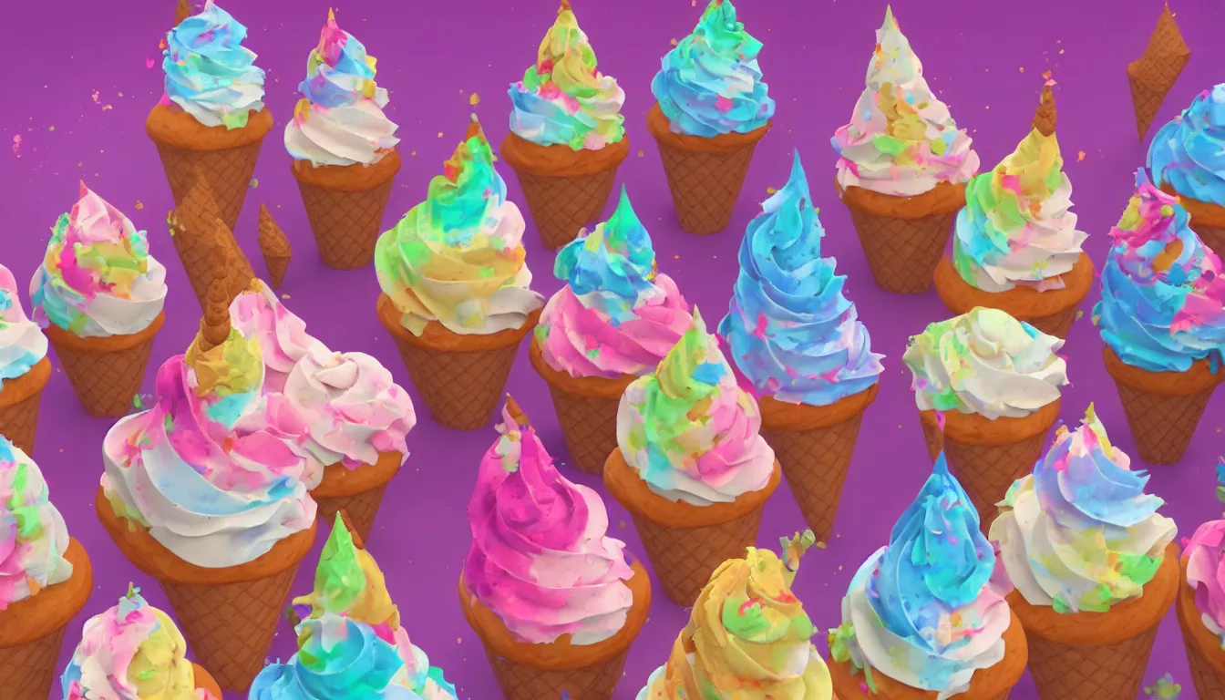 Prompt: " ice cream cone cupcakes