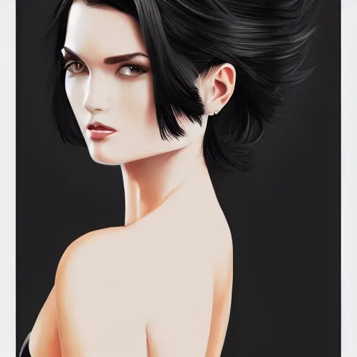 Image similar to slim girl in tuxedo with short black hair, elegant, 2d, ultra highly detailed, digital painting, smooth, sharp focus, artstation, art by Ilya Kuvshinov