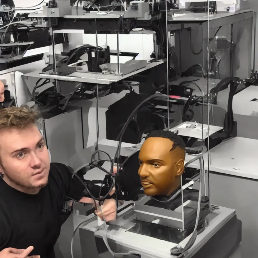 Image similar to a 3 d printer printing kendrick lamars head