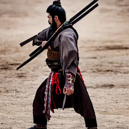 Prompt: 4k uhd photo of a Kurdish Samurai