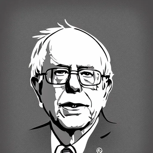 Prompt: bernie sanders, digital art, iconic icon, 2 d vector logo, cartoon, t - shirt design