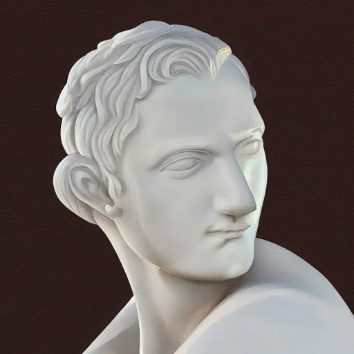 Prompt: a white reneissance statue head drinking a coctail, digital painting