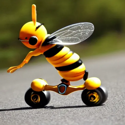 Prompt: A bee roller skating