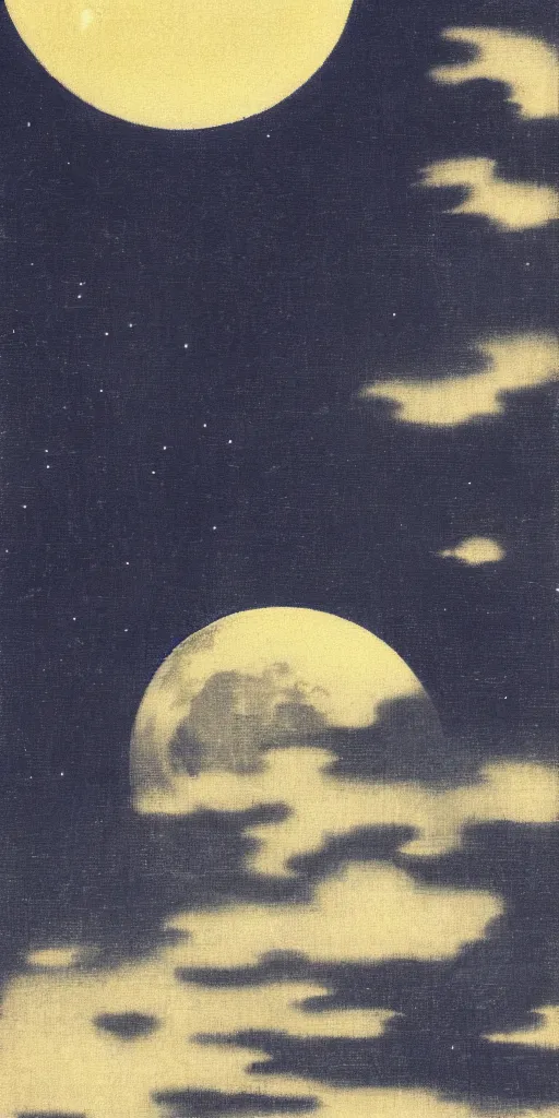 Image similar to painting of the moon by kitano tsunetomi, 1 9 3 9