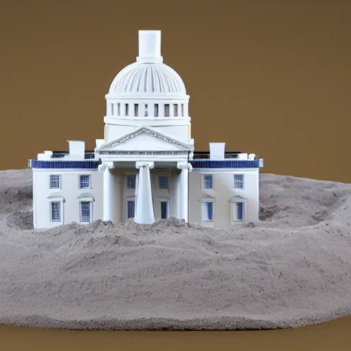 Image similar to the White House as a sand castle