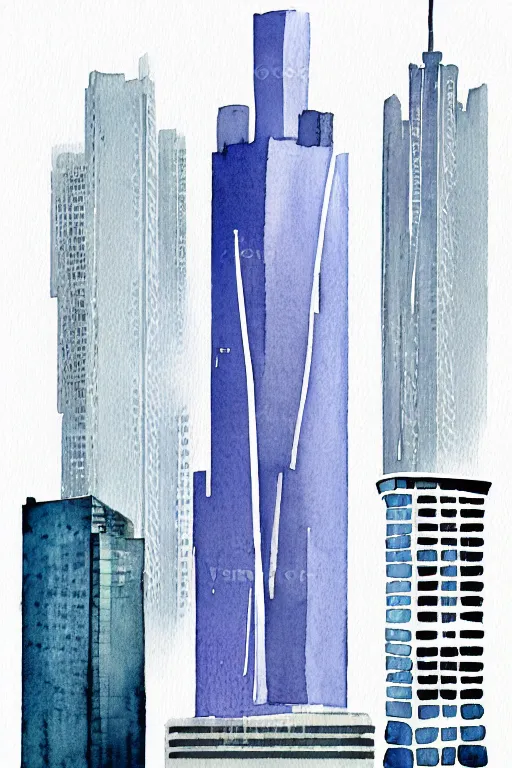 Image similar to minimalist watercolor art of frankfurt european central bank, illustration, vector art