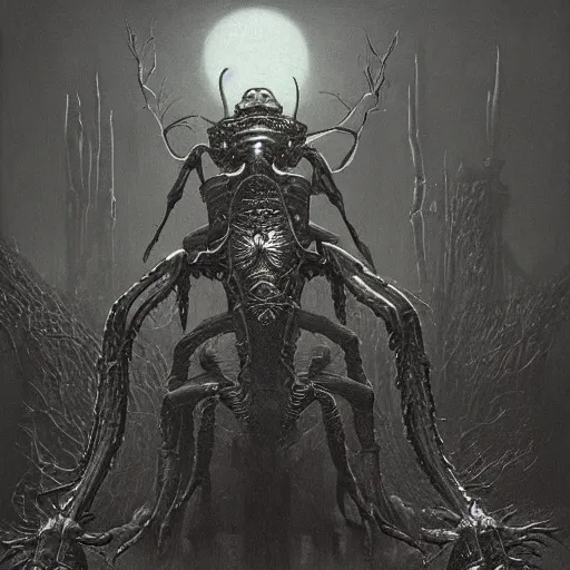 Prompt: Beetle Boss (bloodborne style) by zdzisław beksiński