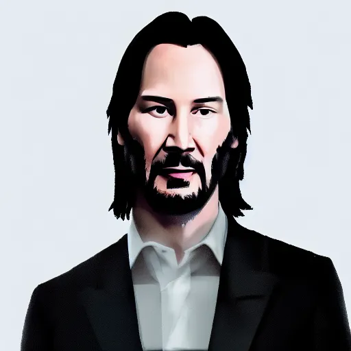 Image similar to Keanu Reeves as an amiibo, white background, product photo