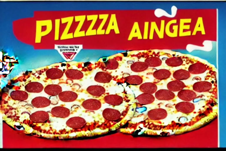 Image similar to angels, pizza, advertisement