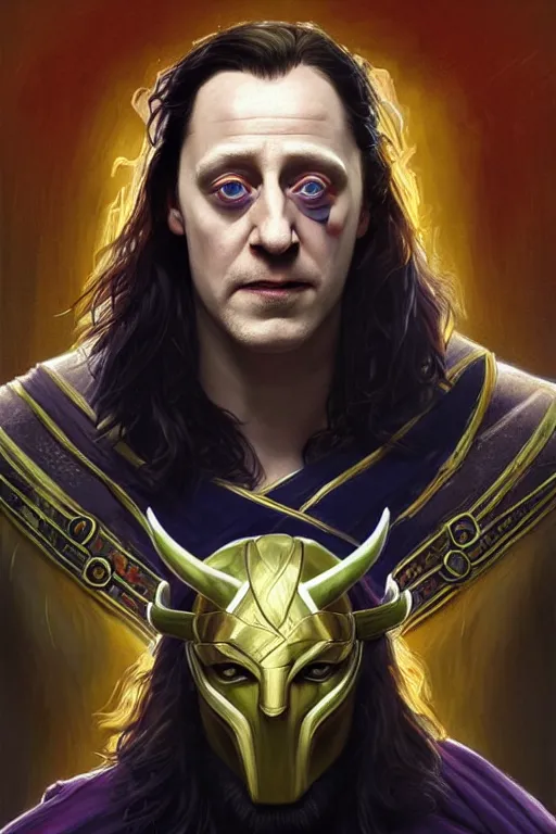 Image similar to Boris Johnson as Loki, realistic portrait, symmetrical, highly detailed, digital painting, artstation, concept art, smooth, sharp focus, illustration, cinematic lighting, art by artgerm and greg rutkowski and alphonse mucha