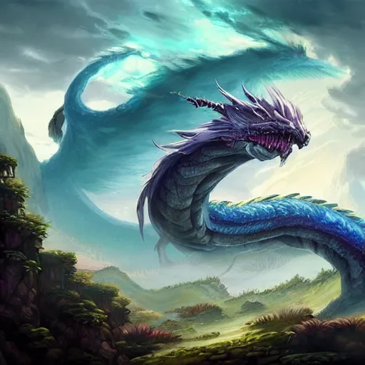 Image similar to The epic thunder serpent dragon, epic fantasy style, in the style of Greg Rutkowski, hearthstone artwork