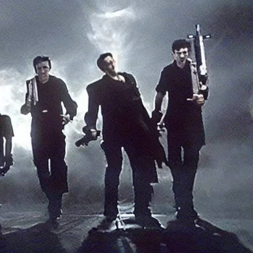 Image similar to <movie still quality=high lighting=awesome>Vampires Holding Guns</movie>