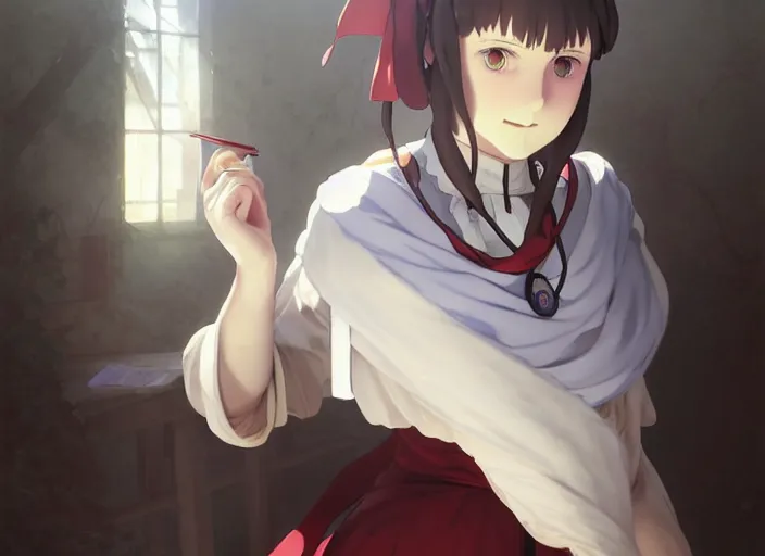 Image similar to germany 1 8 5 1, 3 1 year old florence nightingale, studying nursing at a christian school for women in germany., finely detailed perfect art, gapmoe yandere grimdark, trending on pixiv fanbox, painted by greg rutkowski makoto shinkai takashi takeuchi studio ghibli