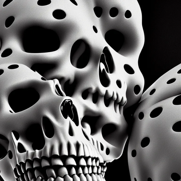 Image similar to black and white light 3D geometry, skull, matte bright highly detailed, poetic, 3D render, digital art, octane render, 8K artistic photography, photo-realistic, by Dora Maar