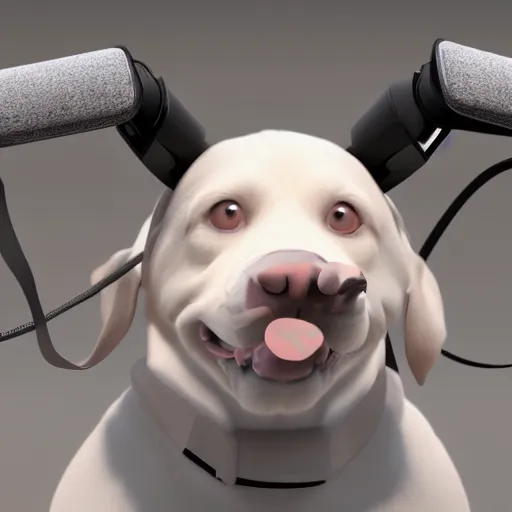 Prompt: dog with a vr headset, 8k, cute, trending on artstation