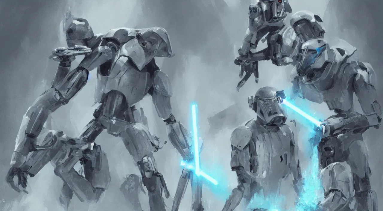 Image similar to Star Wars themed concept art, blue humanoid creatures, trending on artstation,