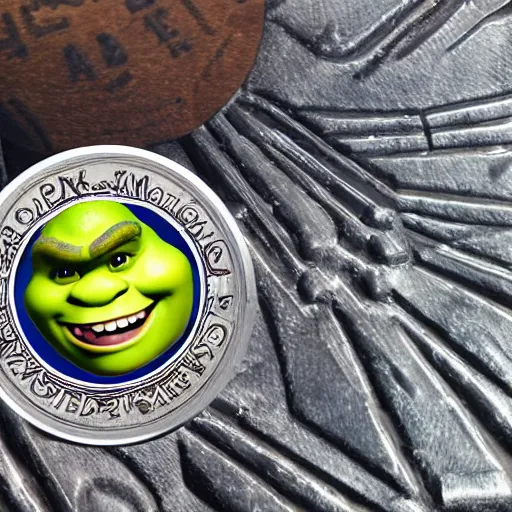 Image similar to reward coin shrek metal hacking connected network