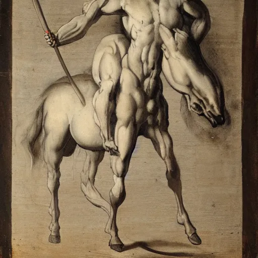 Image similar to Centaur with the body of a man and the head of a horse