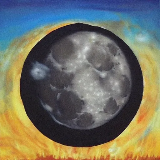 Prompt: “a painting of wolves howling at the moon except the moon is the Death Star”