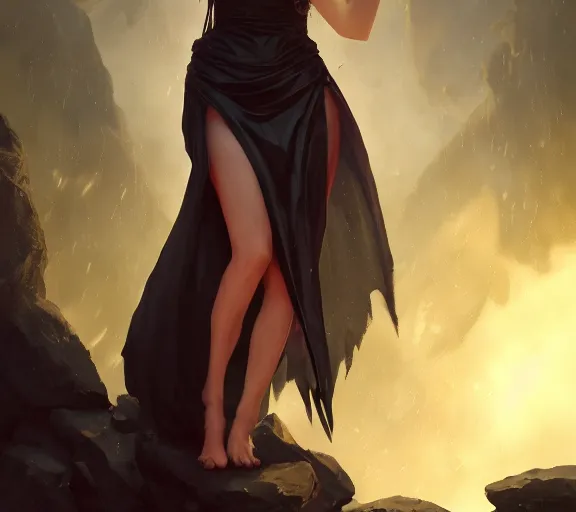 Image similar to morrigan aenslandcasting magic, a charming succubus, strapless dress, fantasy, d & d, by greg rutkowski and raymond swanland, sharp focus, trending on artstation, 8 k realistic digital art, cryengine, symmetric, sharp focus, concept art, frostbite 3 engine