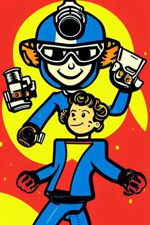 Image similar to fallout 7 6 retro futurist illustration art by butcher billy, sticker, colorful, illustration, highly detailed, simple, smooth and clean vector curves, no jagged lines, vector art, smooth andy warhol style