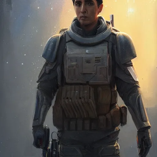 Image similar to portrait of a man by greg rutkowski, gabriel luna wearing tactical gear of the galactic alliance, star wars expanded universe, he is about 3 0 years old, highly detailed portrait, digital painting, artstation, concept art, smooth, sharp foccus ilustration, artstation hq