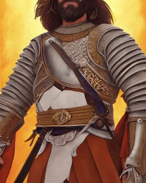 Image similar to ultrarealistic illustration of a spanish conquistador, symmetrical, by daniel zrom and mingchen shen, studio ghibli color scheme, detailed, handsome, anatomy, sharp focus, photography