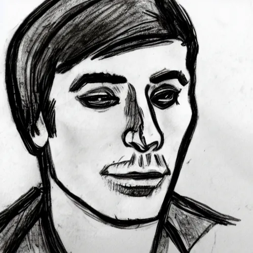 Prompt: a very quick pen sketch of jerma