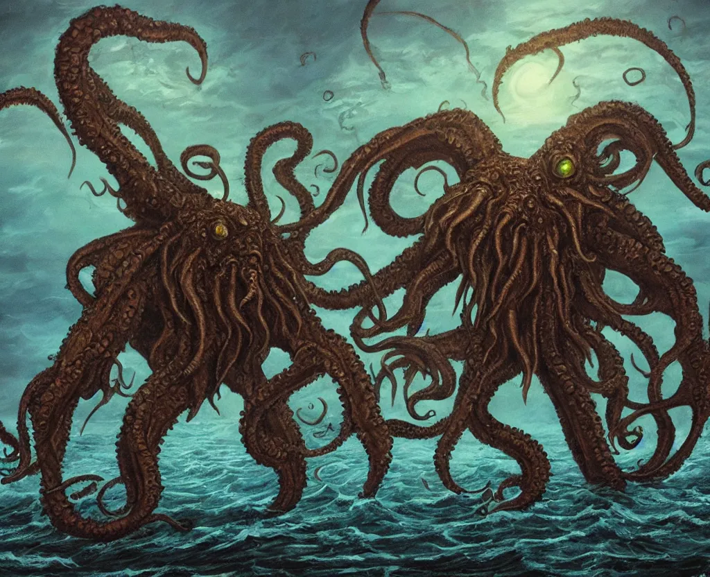 Image similar to cthulhu rises from the sea by ivan aiwasowski