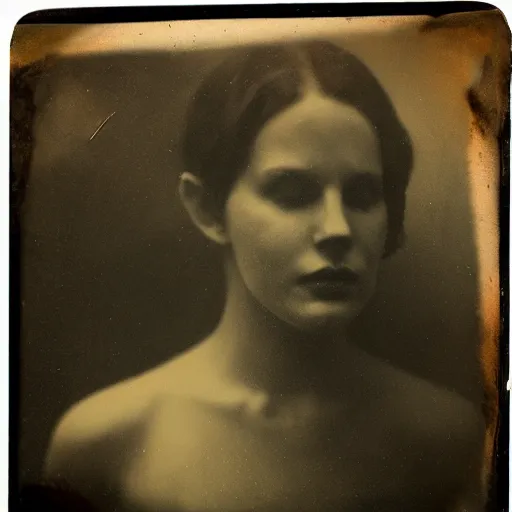 Image similar to tintype photo, swimming deep underwater, alien