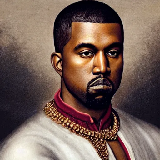 Image similar to A Renaissance portrait painting of Kanye West