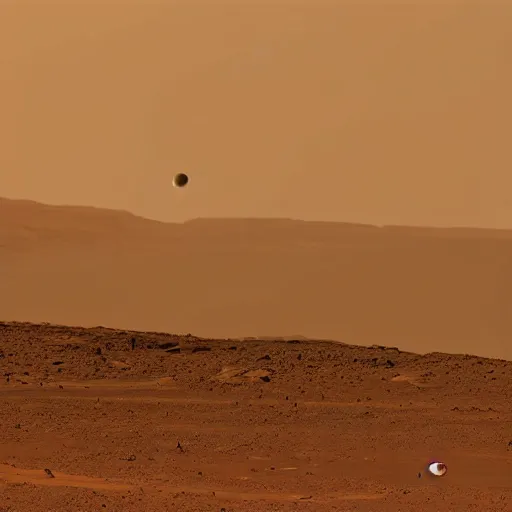 Prompt: A photo of Curiosity failing its landing on Mars, due to a sandstorm, at sunset