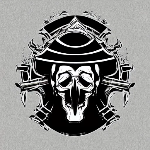 Prompt: illustrator logo of a skull wearing a japanese samurai helmet, digital art, vector graphics, award winning logo