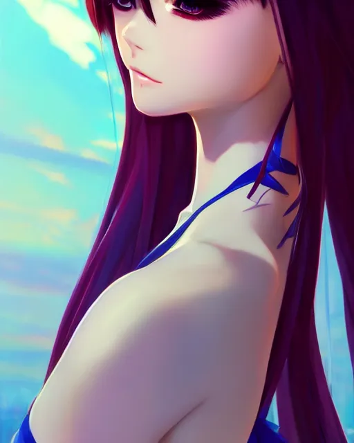 Image similar to coco rocha as a beautiful anime girl, expert high detail concept art, character design, defined face, vivid colors, photorealistic shaded lighting poster ilya kuvshinov, katsuhiro, makoto shinkai, wlop, loish and clamp style, trending on artstation, best selling artist