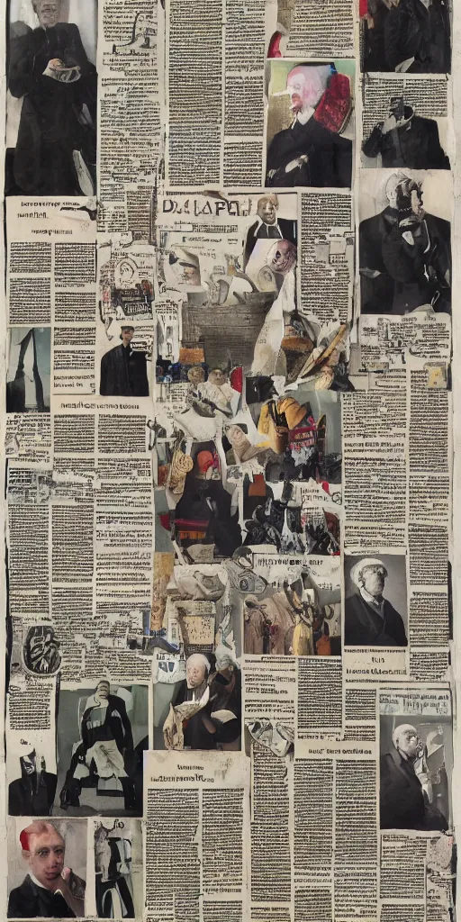 Image similar to newspaper collage, dada, freemason ritual, extremely detailed, sharp, hyperrealistic, 8 k