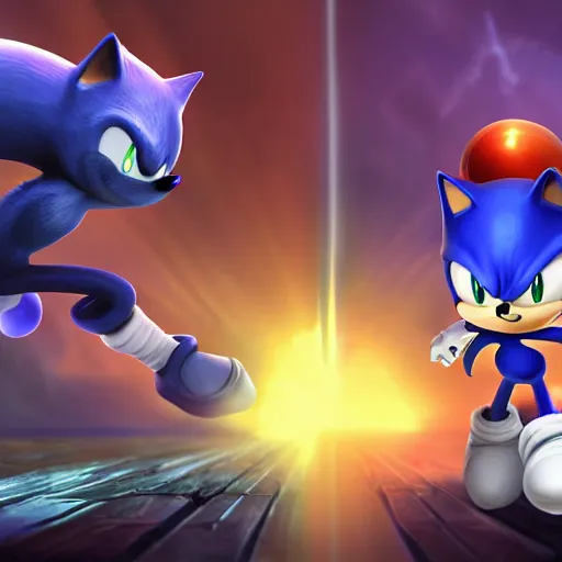 Prompt: Screenshot of gameplay of League of Legends, Sonic vs Nasus on top lane