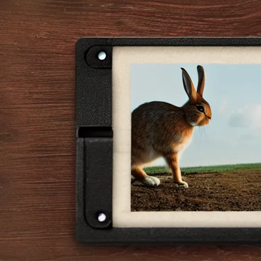 Image similar to a rabbit sitting then jumping up over a fence, film strip reel showing 9 frames