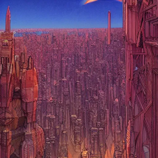 Prompt: The city of Lost Dreams, by Jean Giraud, trending on artstation