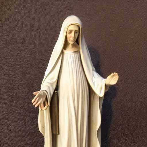 Image similar to holy roman chalkware virgin Mary our lady of sorrows antique painted sacred Catholic pearlescent coloring