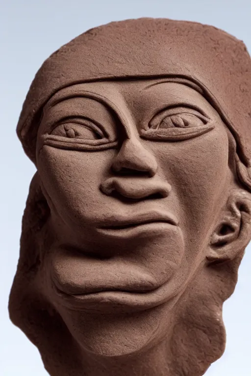 Image similar to a highly detailed beautiful portrait clay sculpture of a egyptian god with facial expression : enthusiastic sculpted in laguna clay em - 2 1 0 clay by philippe faraut.