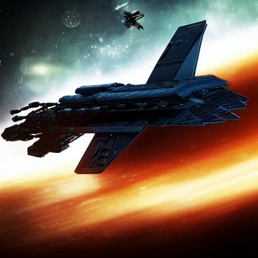 Image similar to spaceship transporting cargo containers, black background, eve online, the expanse, long shot, gritty, industrial