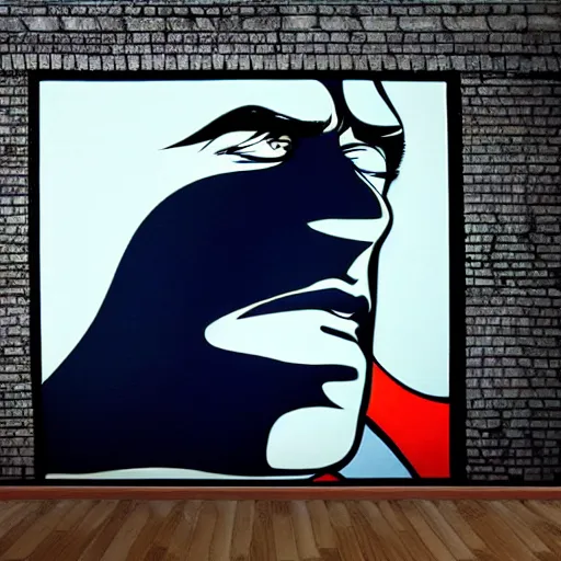 Image similar to Wall mural portrait of Mr Freeze, urban art, pop art, artgerm, by Roy Lichtenstein