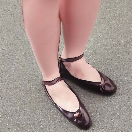 Image similar to louis vuitton prima ballerina, symmetrical face, toe shoes