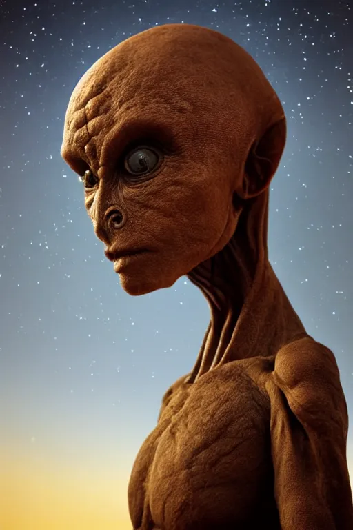 Image similar to an amazing award winning portrait photo of an alien on an unknown planet